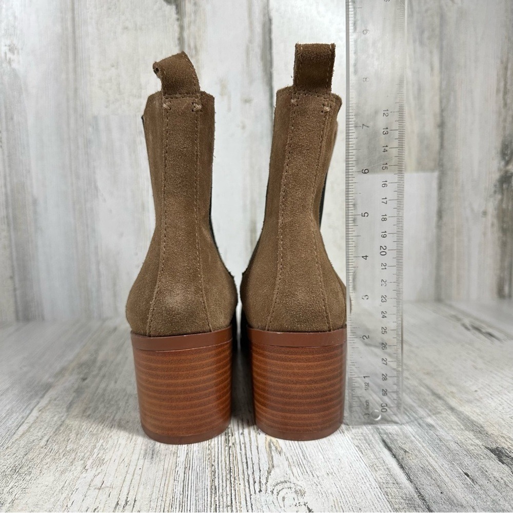 Steve Madden Ankle Boots Rhiannon Chelsea‎ Brown Suede Block Heel Minimalist - Picture 9 of 13